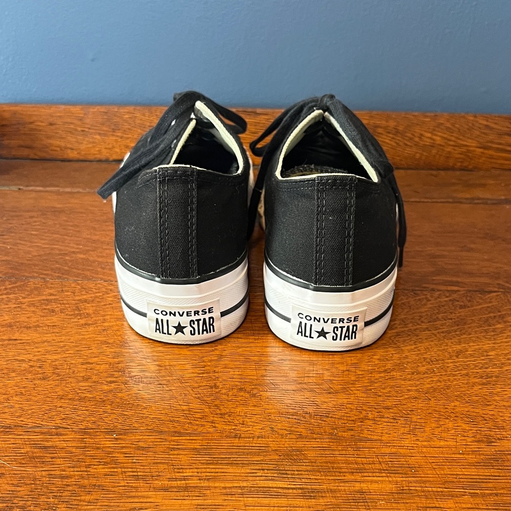 Converse Black and White Low Top Platform Sneakers - Picture 3 of 5